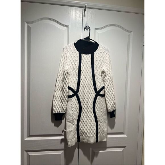 PAOLA BERNARDI VESTIDO ANDRESSA Contrast-Pipe Ribbed Sweater Dress S NWT$518 - Picture 2 of 5